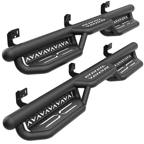 Best Tires for Ford F150 Crew Cab 3 YZONA Crew Cab Running Boards Side Steps Compatible with 2009-2014 Ford F150 F-150 Super Duty SuperCrew Cab (4 Full Size Doors), Two Stairs Design Nerf Bar Side Rail Rock Sliders, Black Powder Coated