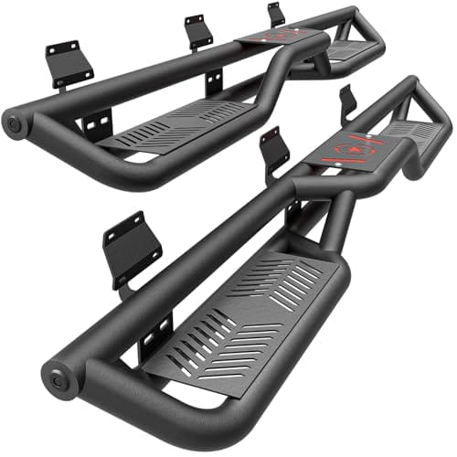 Best Tires for Ford F150 Crew Cab 2 YZONA Running Boards SuperCrew Cab Compatible for 2015-2025 Ford F150 & 2017-2025 Ford F250 F350 Super Duty Crew Cab Side Step, Two Stairs Design Side Bars Nerf Bar (Pickup 4-Door)