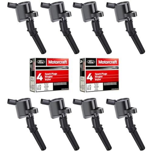 Best Coil Pack for Ford F150 4 MAS Set of 8 Ignition Coil DG508 & Motorcraft Spark Plug SP479 Compatible with Ford 5.4L V8 DG472 DG457 DG491 Crown Victoria Expedition F-150 F-250 Mustang Lincoln Mercury Explorer