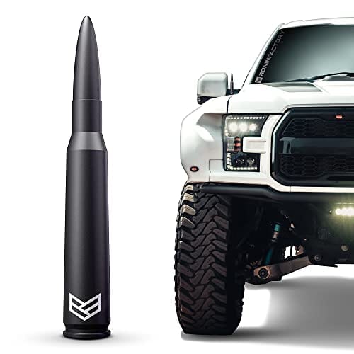 Ronin Factory 50 Cal Bullet Antenna - Ford F150 F250 F350 Super Duty Raptor (Bronco 21-23) Truck Accessory - RAM 1500 Short Antenna Replacement