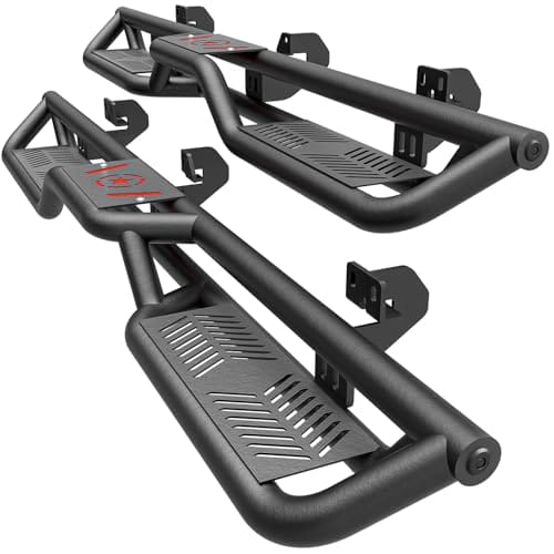 Best Tires for Ford F150 Crew Cab 6 EYOUHZ Crew Cab Running Boards Side Steps Compatible with 2009-2014 Ford F150 F-150 SuperCrew Cab Super Duty, Two Stairs Design Side Rail Nerf Bar Rock Sliders (4 Full Size Door, Powder Coated)