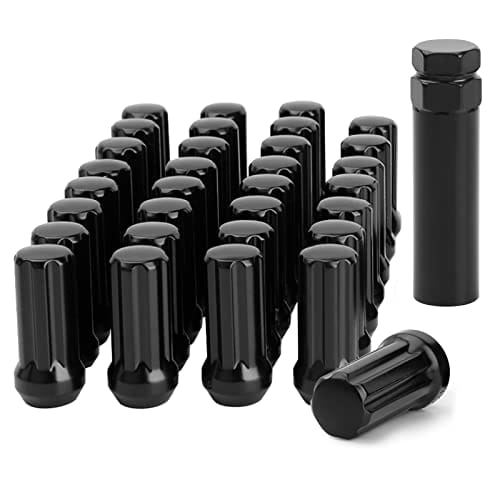 Best Wheel Locks for Ford F150 6 glorider 32pcs M14x1.5 Lug Nuts Spline Black, 14x1.5 Aftermarket Wheel Lug Nuts for F150 F250 F350 Silverado Sierra Ram 2500 3500 with 1 Socket Keys Long Extended