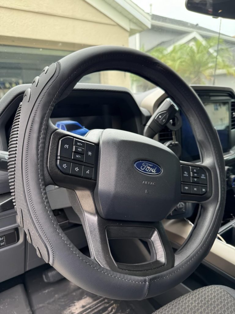 Leather Steering Wheel Cover for Ford F150, F250, F350