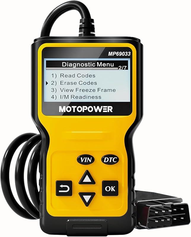 MOTOPOWER MP69033 universal OBD2 scanner quickly diagnoses engine faul