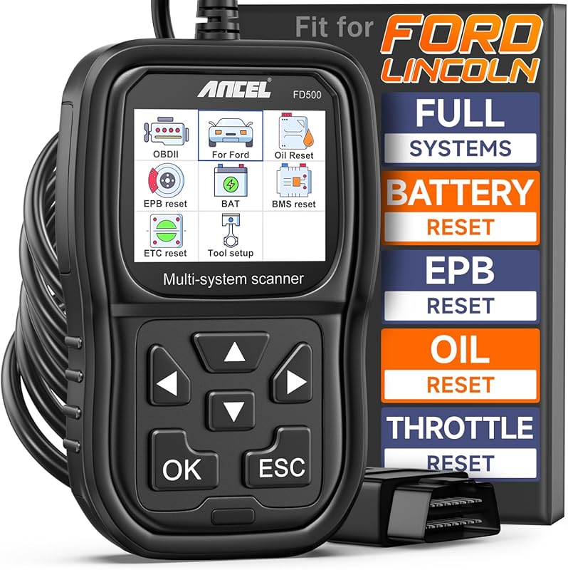 ANCEL FD500 OBD2 scanner for Ford F150 diagnoses all systems, includin