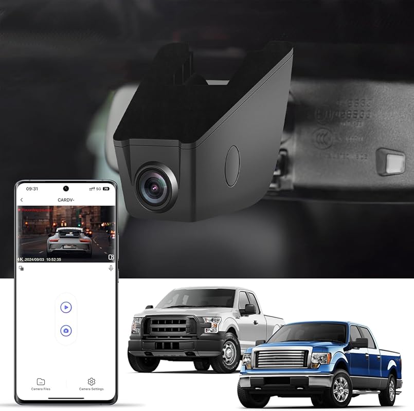 4K Dash Cam for Ford F150. OEM Look, WiFi, G-Sensor, Loop Recording, 1
