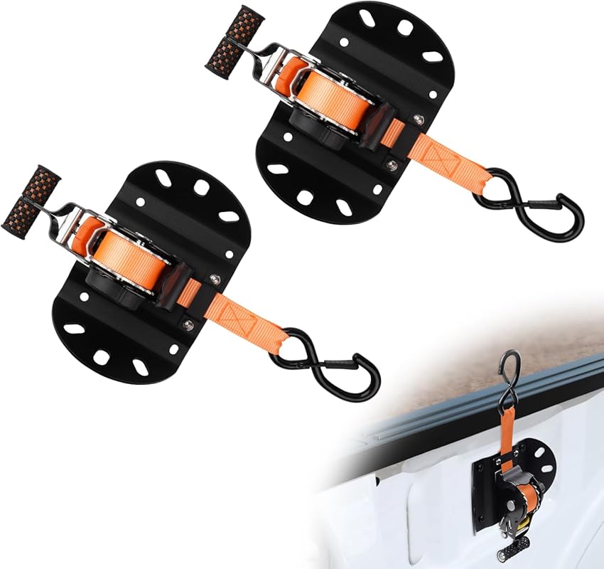 2-Pack Retractable Ratchet Straps for 2015-2026 Ford F150 with S-Hooks