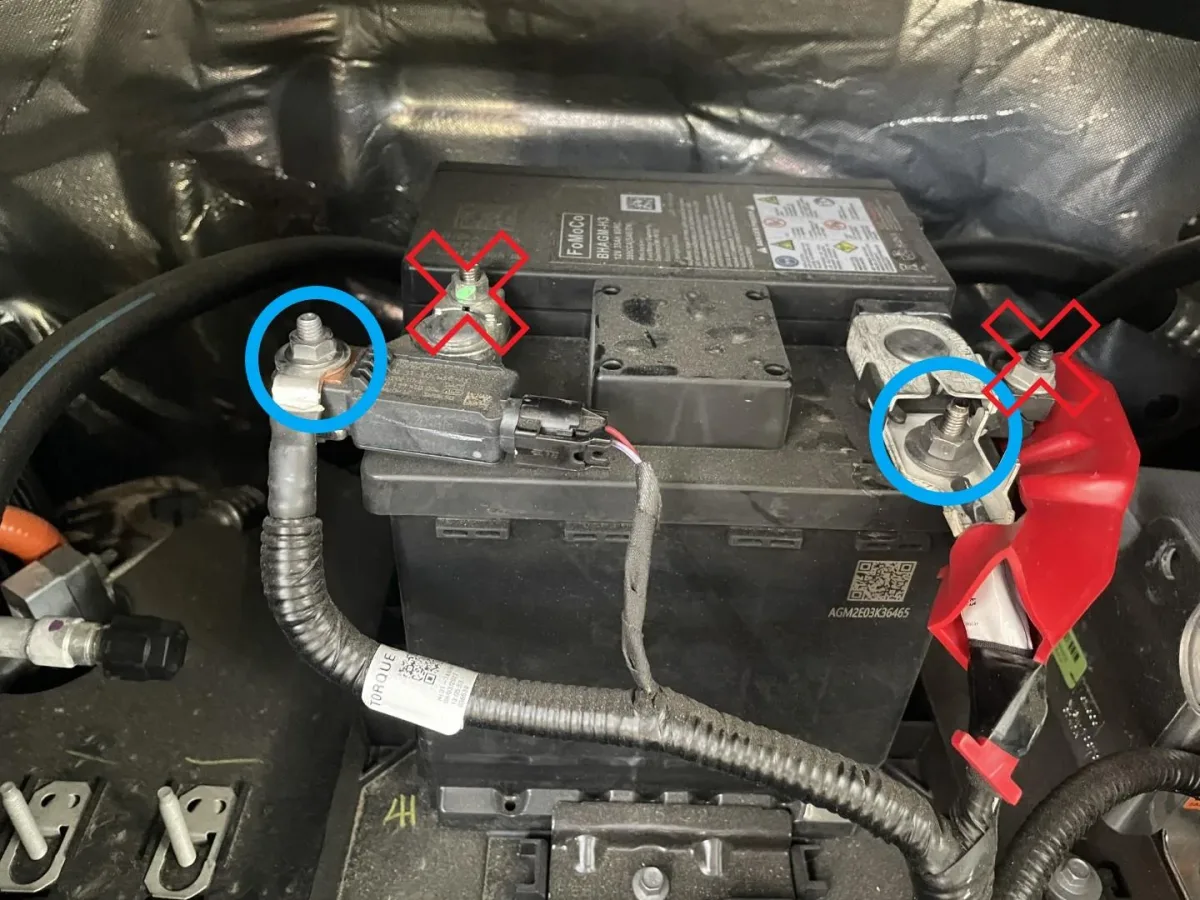 Ford F-150 Lightning Neutral Dead Battery 3 Ford F-150 Lightning 12V battery terminals