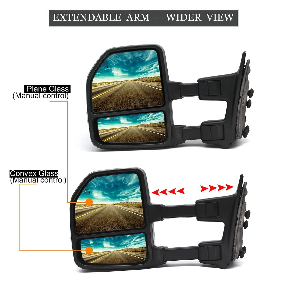 How Wide Is a Ford F250 5 Ford F-250 towing mirrors extended