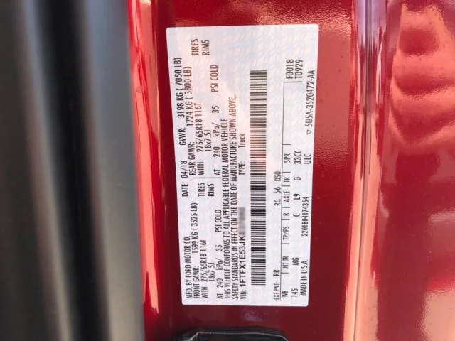 Ford F-250 VIN label decoding